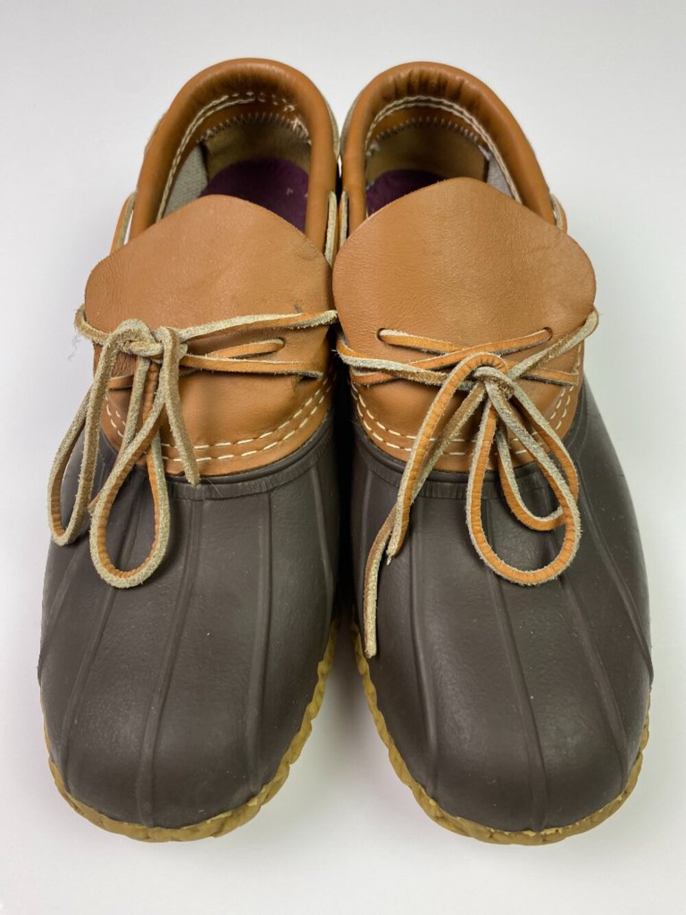 Vintage LL Bean Duck Boots Mens 8M Brown Leather Rubber Bean Shoes USA 175061